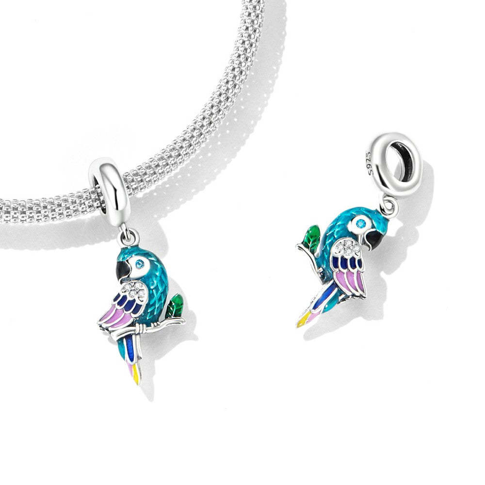 Ciondolo pendente pappagallo blu in argento sterling 925 yb2508