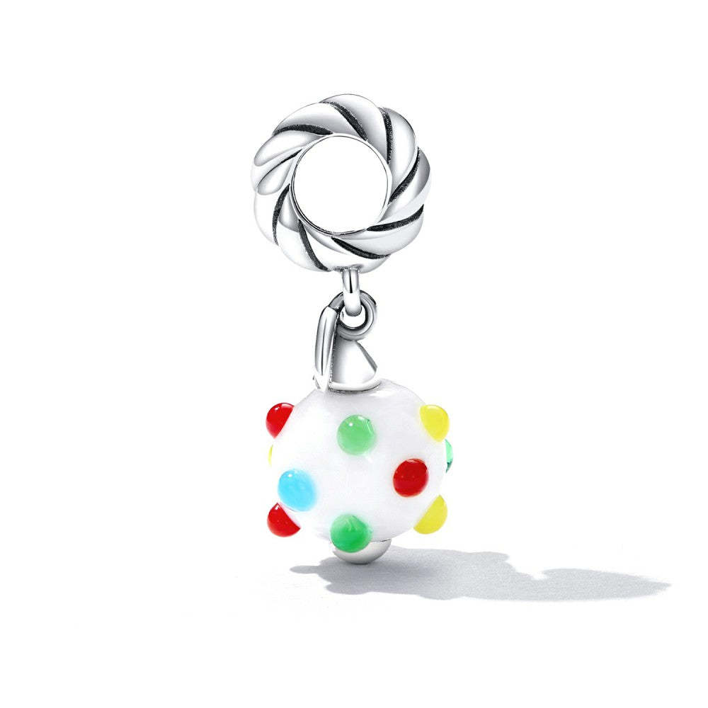 ciondolo pendente in vetro con punti colorati, argento sterling 925 yb2510