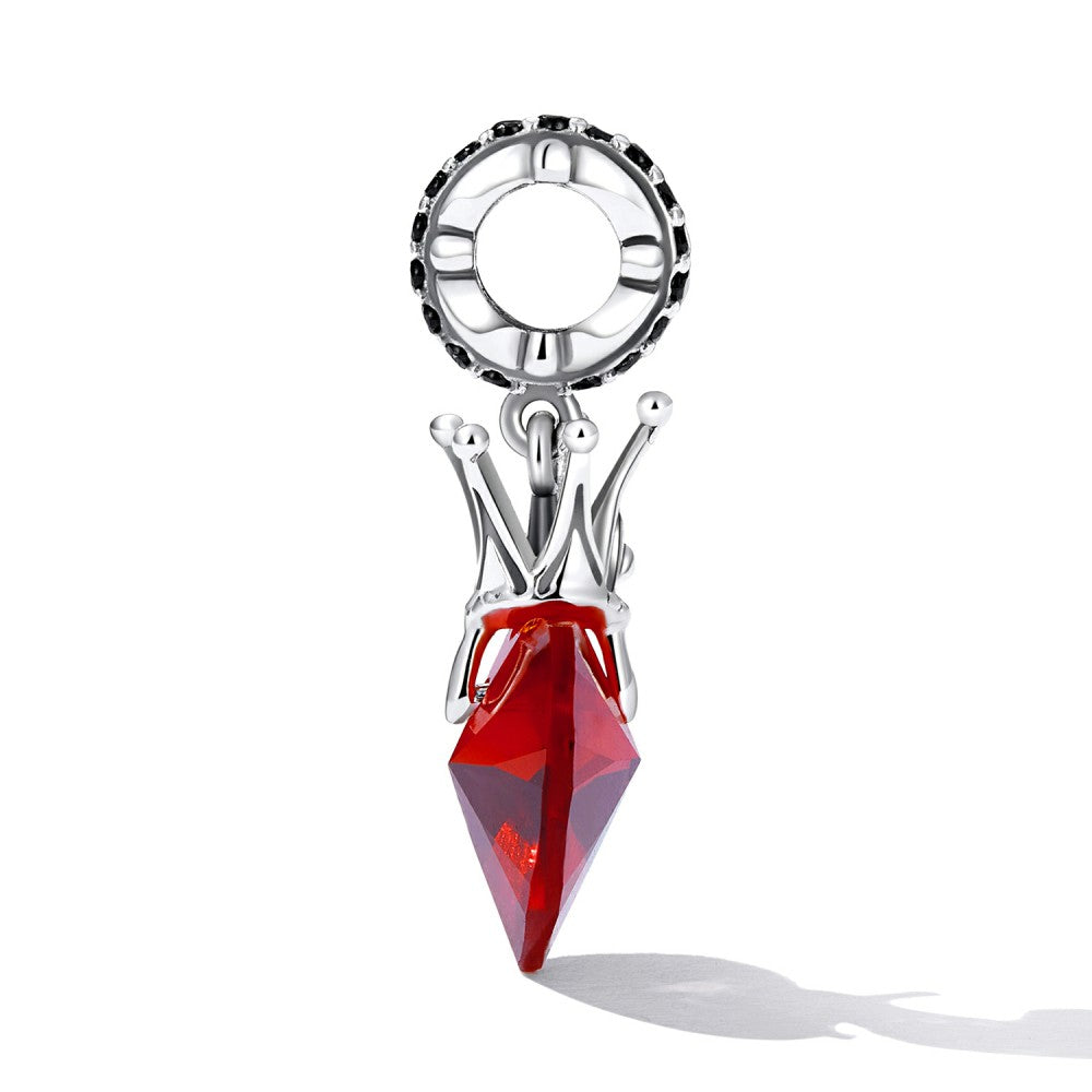 Ciondolo pendente corona a forma di cuore rosso in argento sterling 925 yb2512