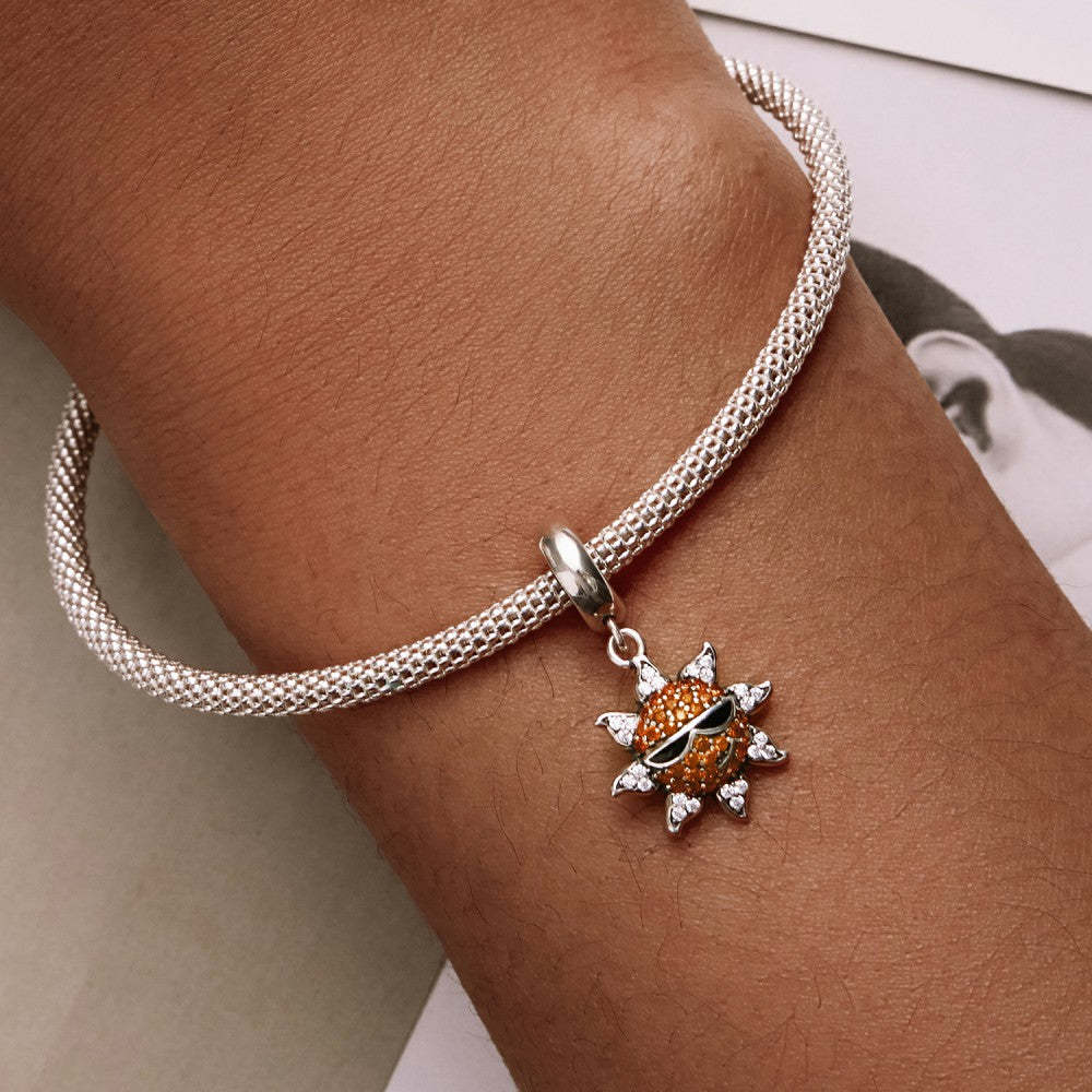 ciondolo pendente con occhiali da sole che indossa il sole, argento sterling 925 yb2520