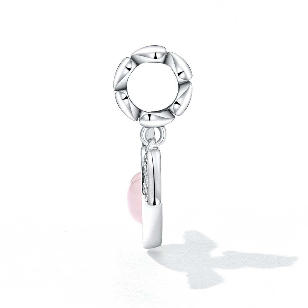 ciondolo pendente cuore rosa con ali in argento sterling 925 yb2525