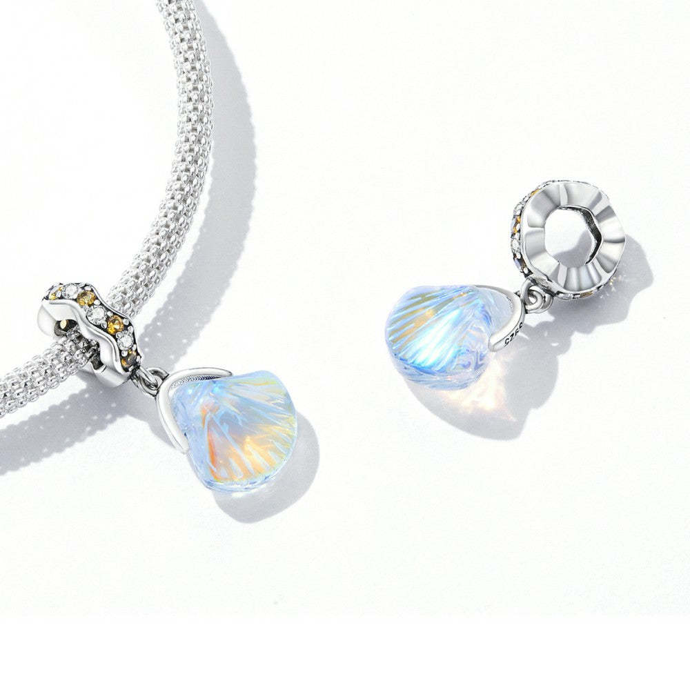 ciondolo pendente conchiglia in vetro argento sterling 925 yb2527
