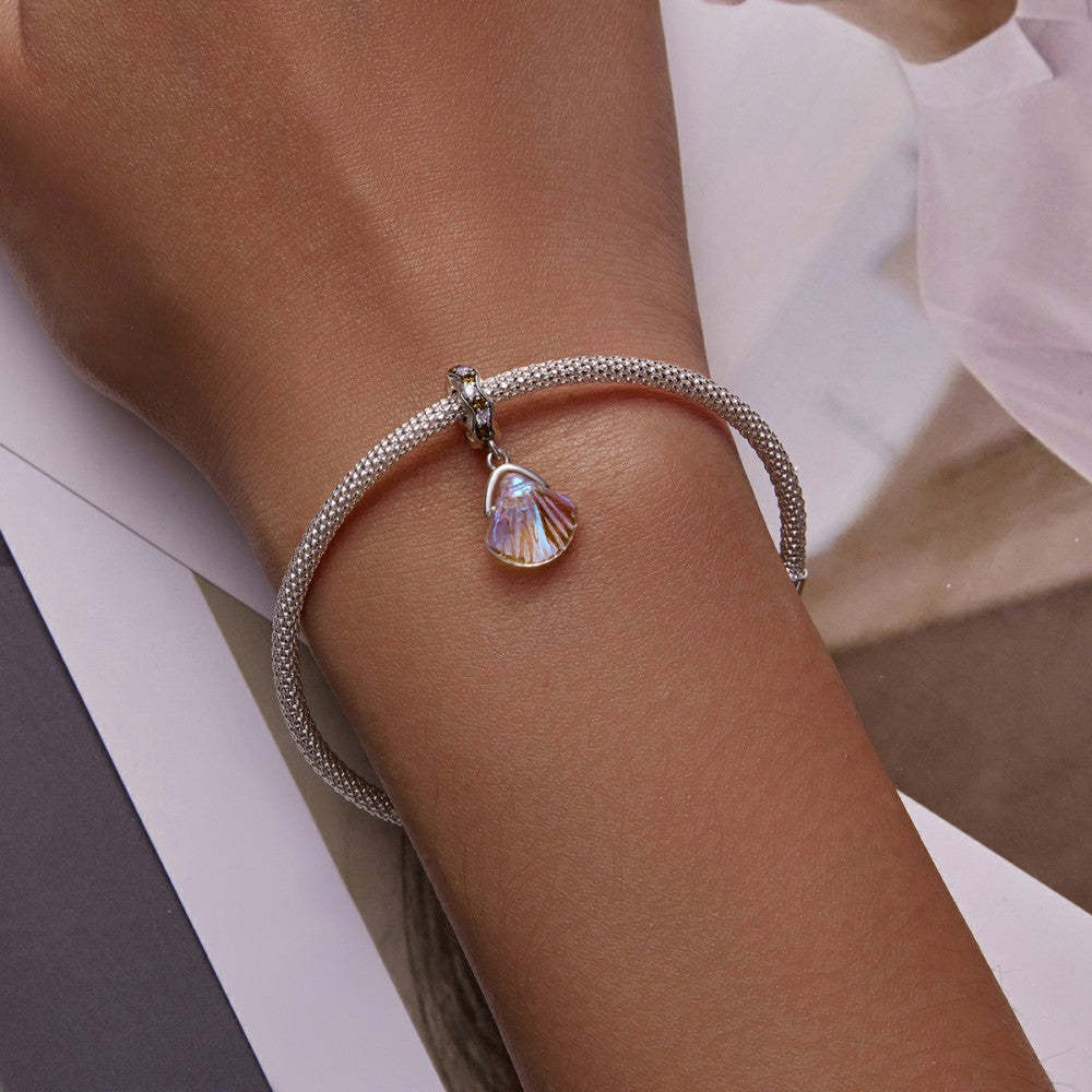 ciondolo pendente conchiglia in vetro argento sterling 925 yb2527