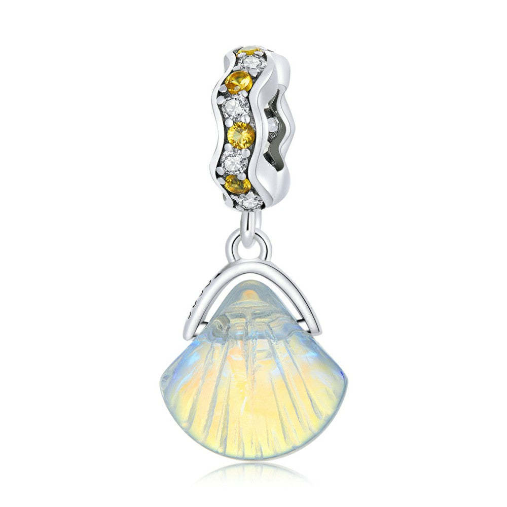 ciondolo pendente conchiglia in vetro argento sterling 925 yb2527