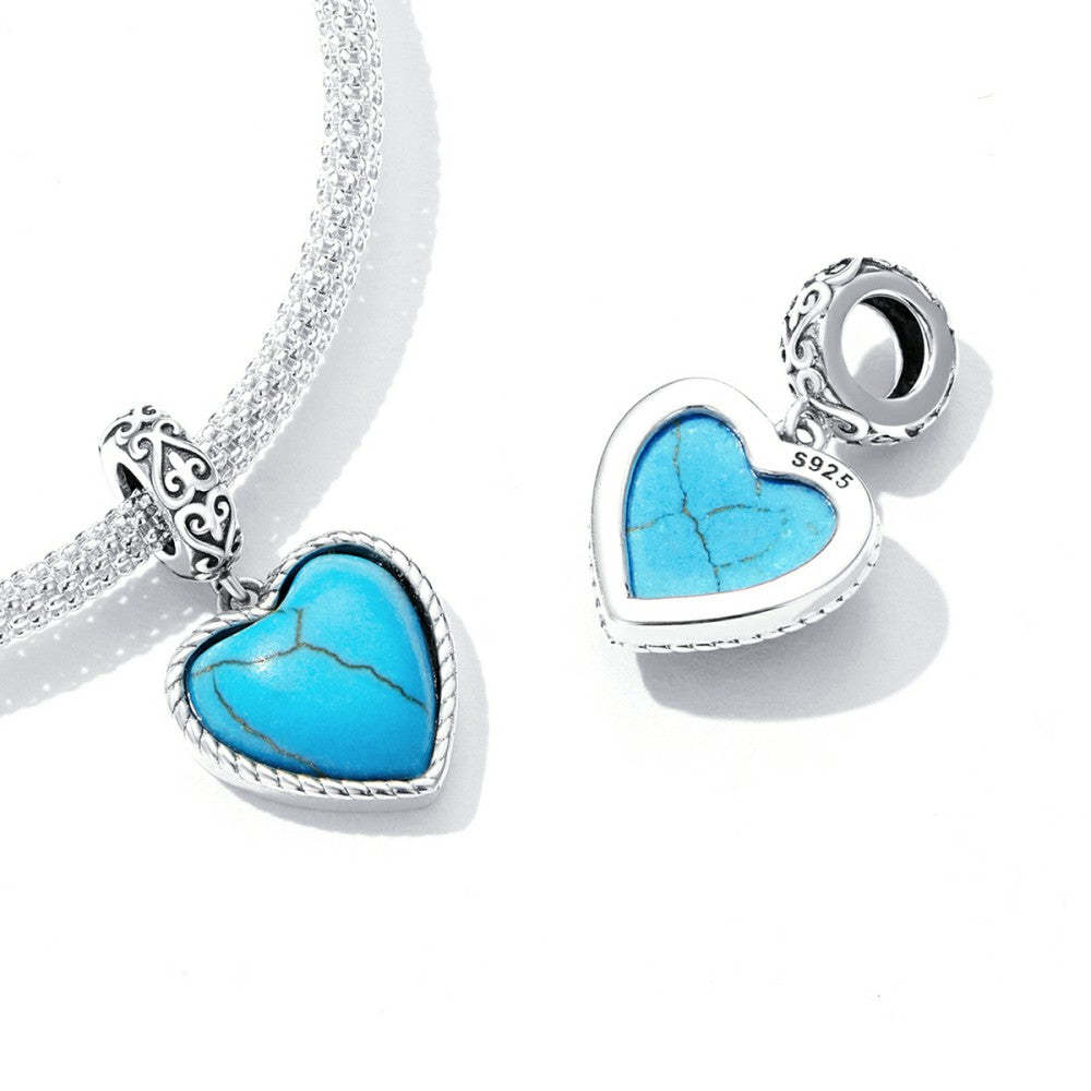 ciondolo pendente cuore turchese in argento sterling 925 yb2530