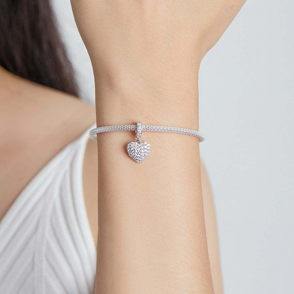 ciondolo pendente scintillante a forma di cuore d'amore in argento sterling 925 yb2549