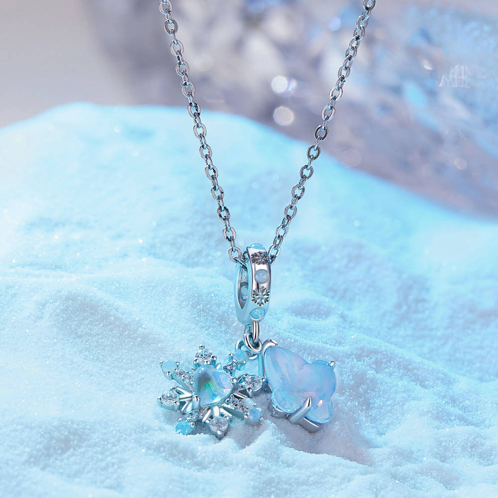 Colgante De Mariposa De Hielo Y Nieve, Colgante De Plata, Regalos De Navidad - soufeeles