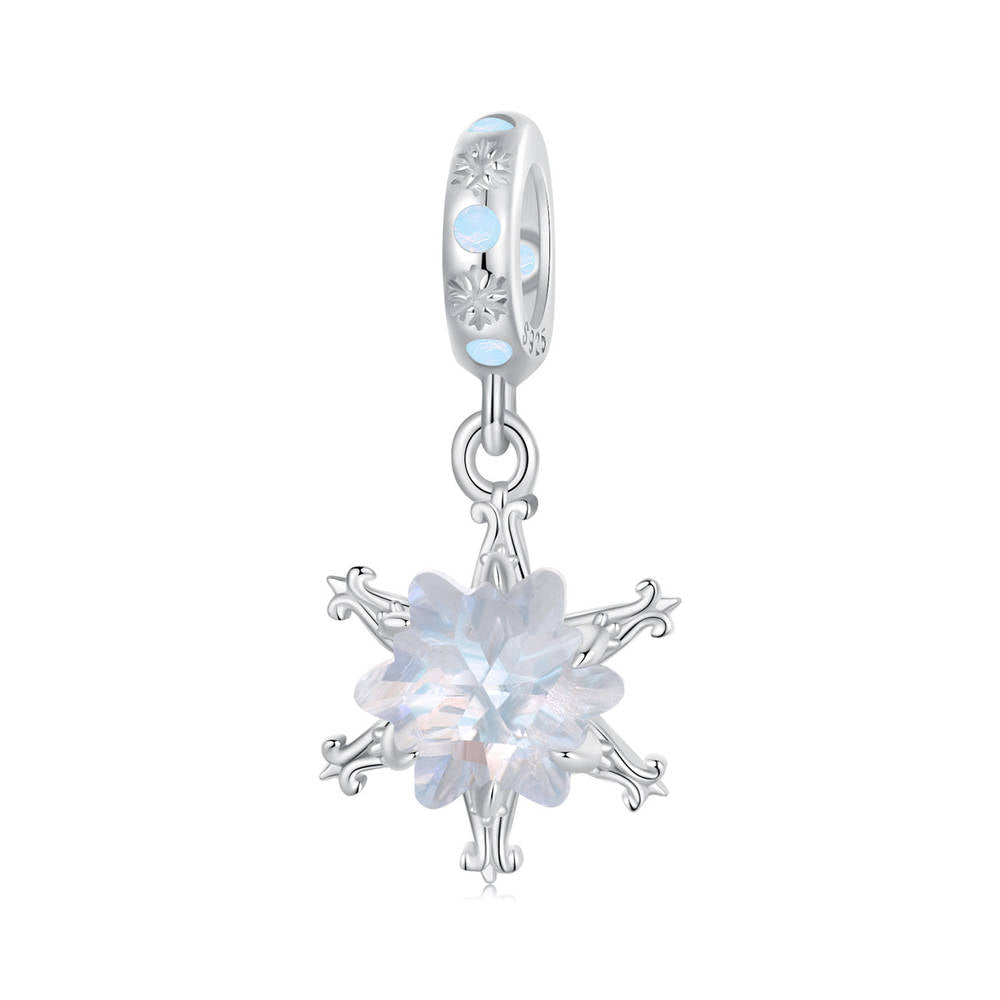 Colgante De Flor De Hielo Colgante Charm Plata Regalos De Navidad - soufeeles