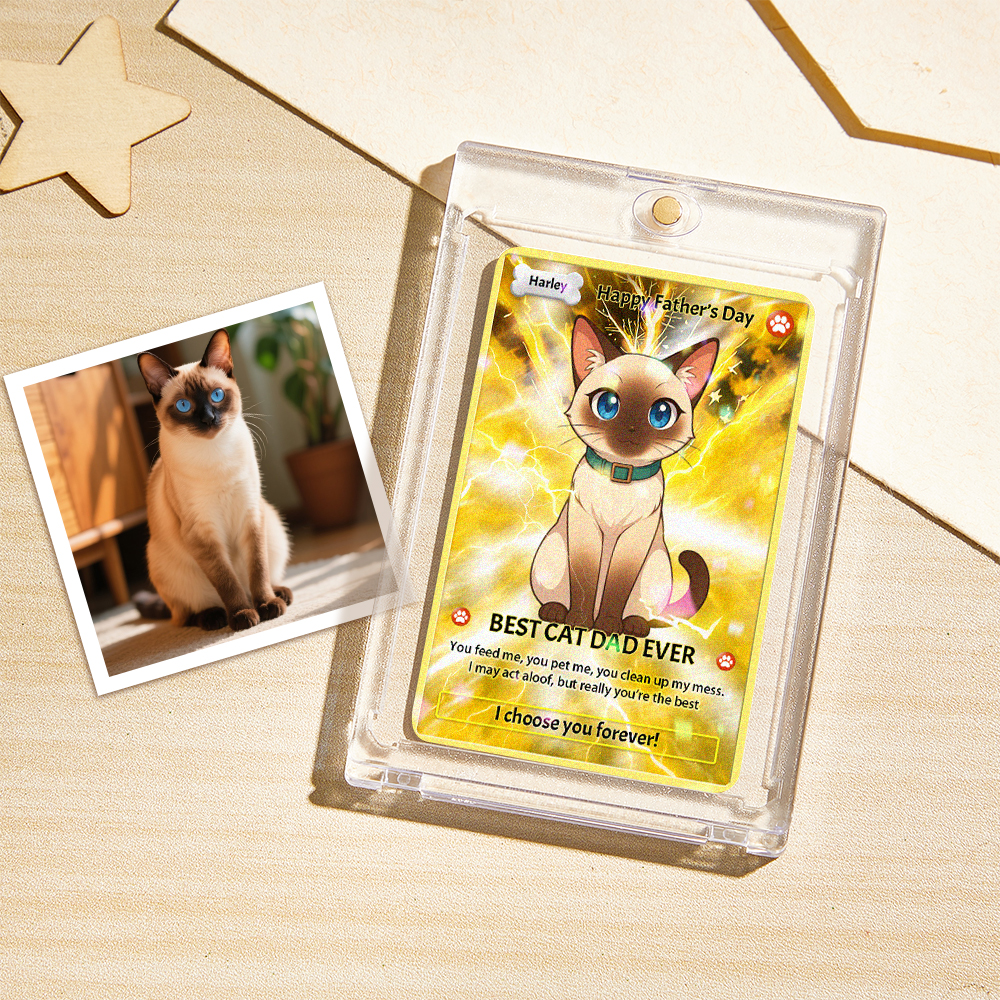 Carta Olografica Personalizzata Per Animali Domestici, Regalo Per Papà, Regalo Per Amanti Degli Animali, Carta Con Ritratto Di Animale Domestico, Carta Olografica Per Animali Domestici. - soufeelit