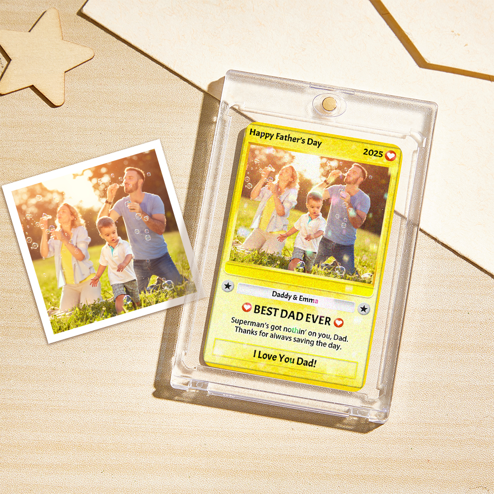 Biglietto Olografico Personalizzato Con Foto, Regalo Per Papà Da Parte Di Figlio E Figlia, Regalo Per Marito - soufeelit