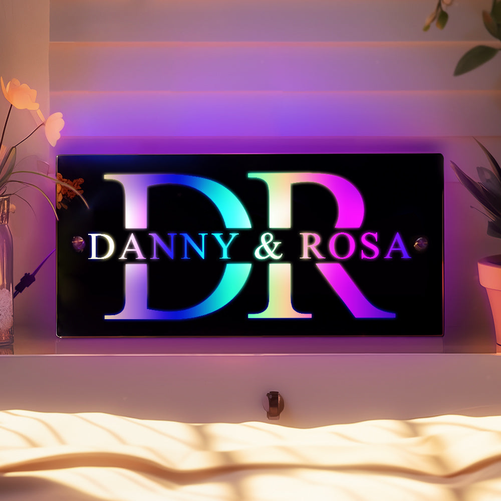 Regalo Personalizzato Per Coppia Con Cartello Luminoso A Specchio Con Nome - soufeelit