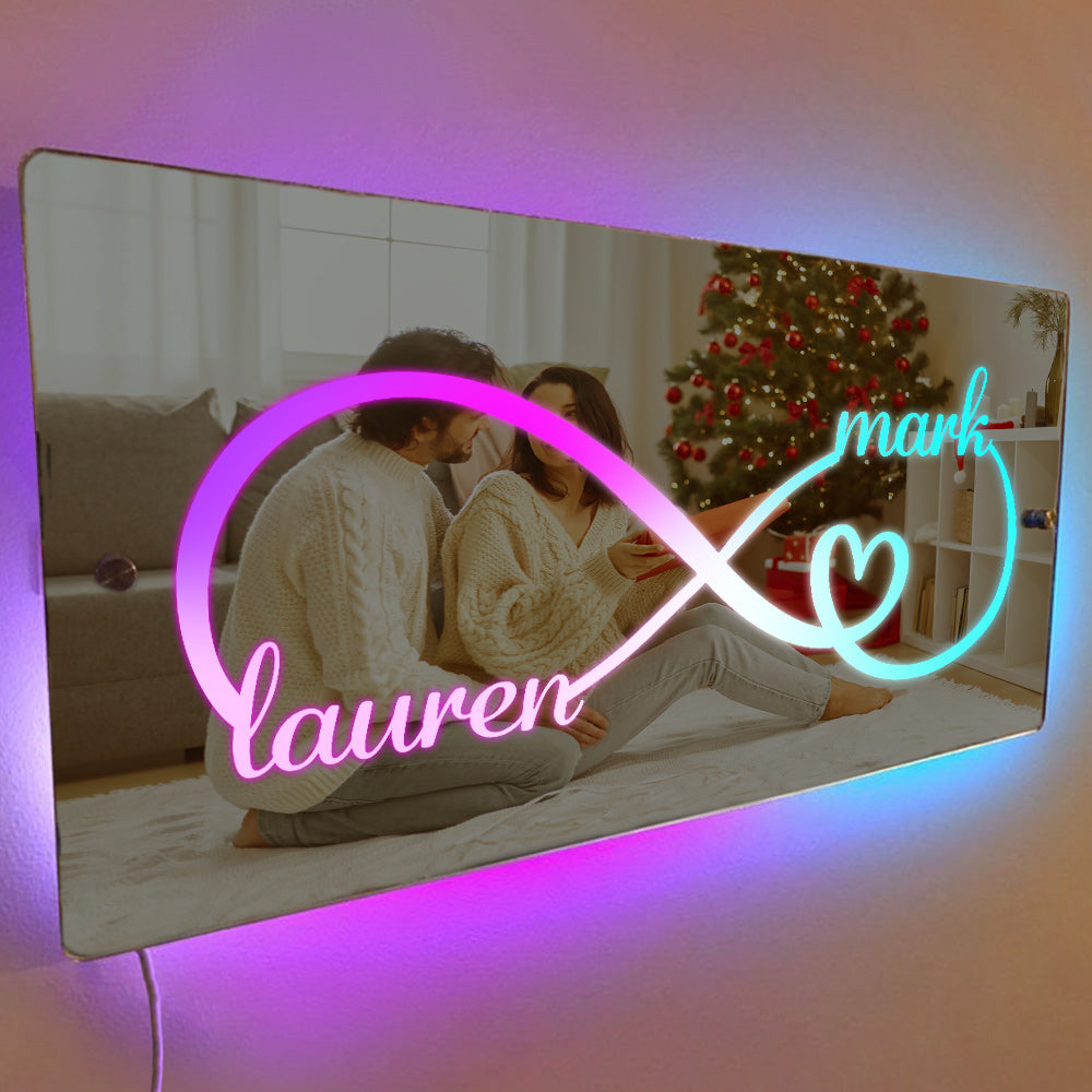Regalo Di Natale Personalizzato Per Coppia Con Luce A Specchio Con Nome Personalizzato - soufeelit