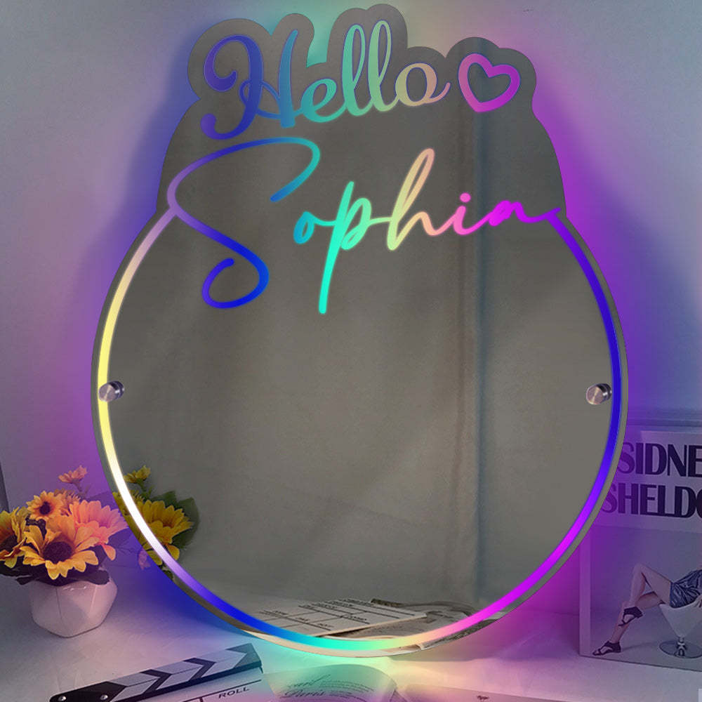 Specchio Con Nome Personalizzato, Luce Per Trucco, Ciao, Bellissimo Regalo Per Lei - soufeelit