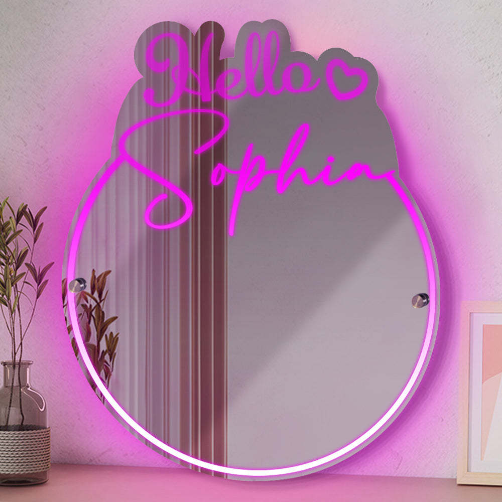 Specchio Con Nome Personalizzato, Luce Per Trucco, Ciao, Bellissimo Regalo Per Lei - soufeelit