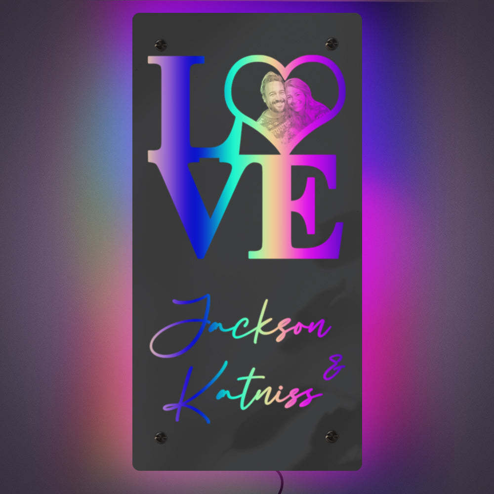 Regalo Personalizzato Per Coppia Con Luce A Specchio, Foto A Forma Di Cuore, Amore - soufeelit