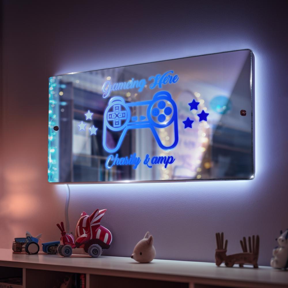 Insegna A Specchio Con Nome Personalizzato Insegna Personalizzata Per Sala Giochi Illuminata A Led, Regalo Per Ragazzi - soufeelit