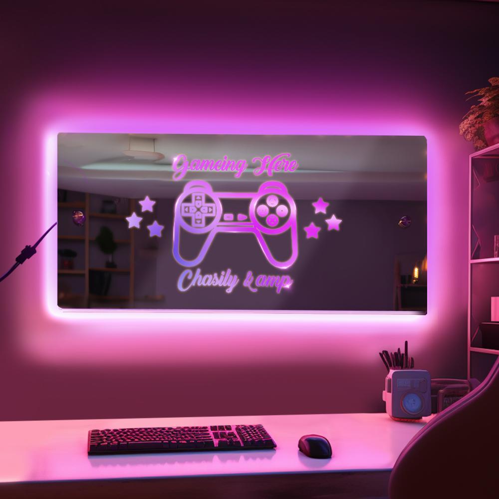 Insegna A Specchio Con Nome Personalizzato Insegna Personalizzata Per Sala Giochi Illuminata A Led, Regalo Per Ragazzi - soufeelit