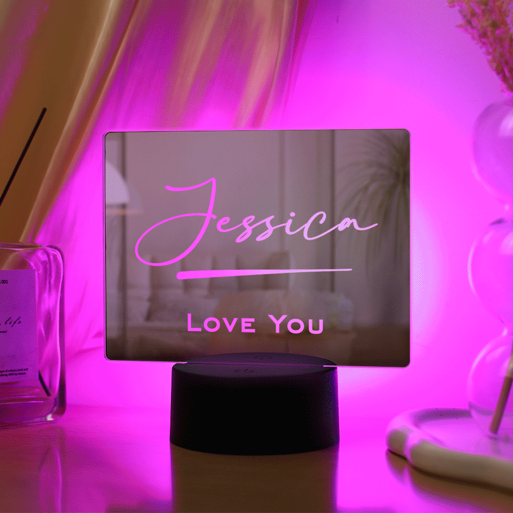 Lampada A Specchio Con Incisione Personalizzata, Luce Notturna Colorata, Regalo Per La Casa - soufeelit