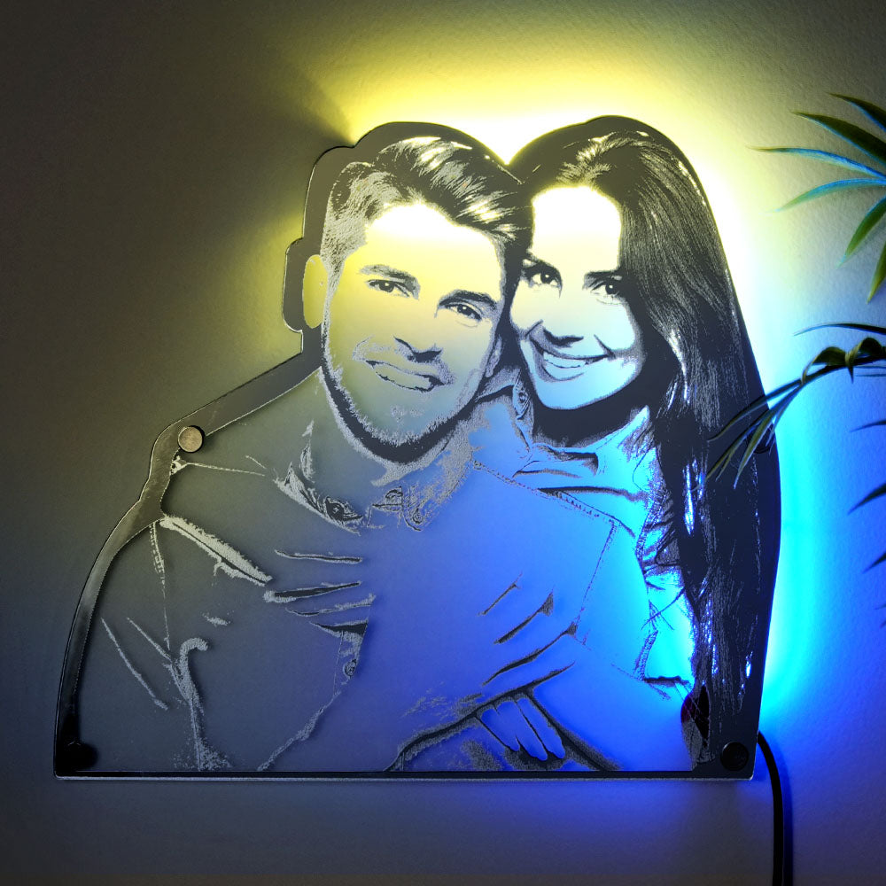 Regalo Personalizzato Per Decorazioni Da Parete Con Luce A Specchio Con Ritratto - soufeelit
