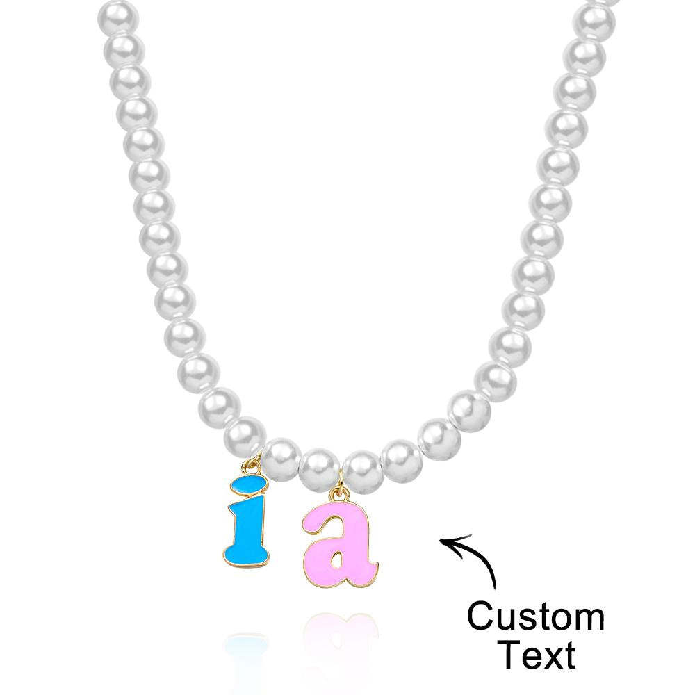 Collana Con Nome Personalizzato Collana Con Perle Di Moda Regalo Colorato Per Giovani - soufeelit