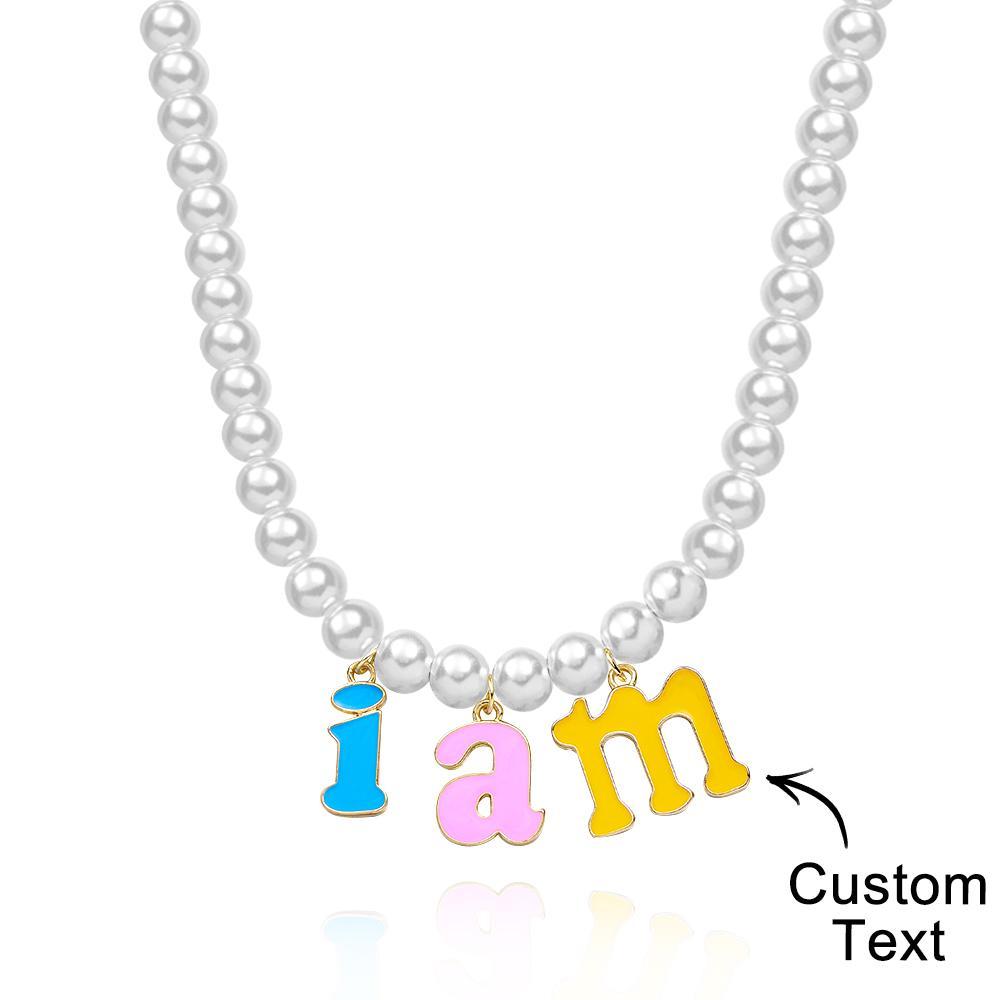 Collana Con Nome Personalizzato Collana Con Perle Di Moda Regalo Colorato Per Giovani - soufeelit
