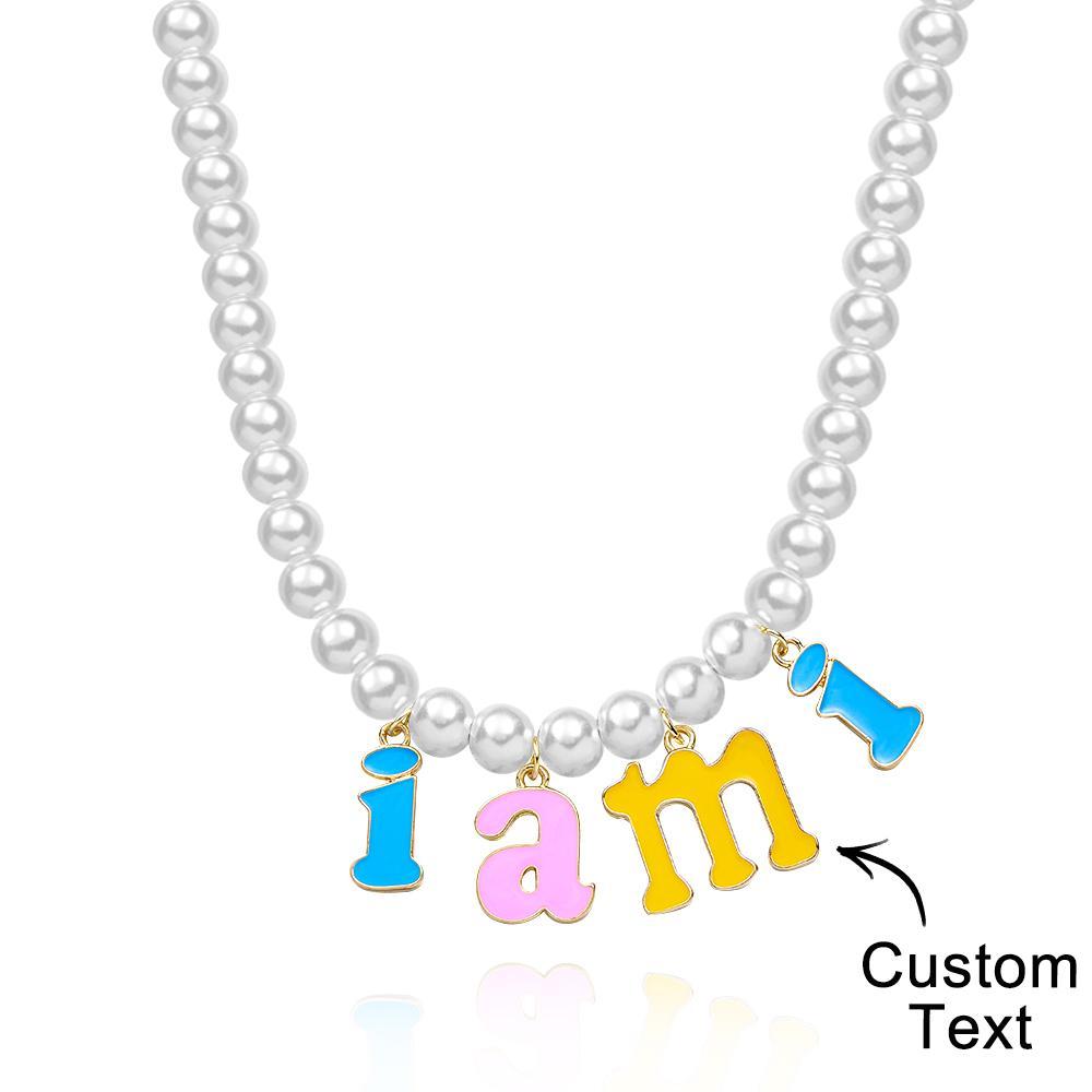 Collana Con Nome Personalizzato Collana Con Perle Di Moda Regalo Colorato Per Giovani - soufeelit