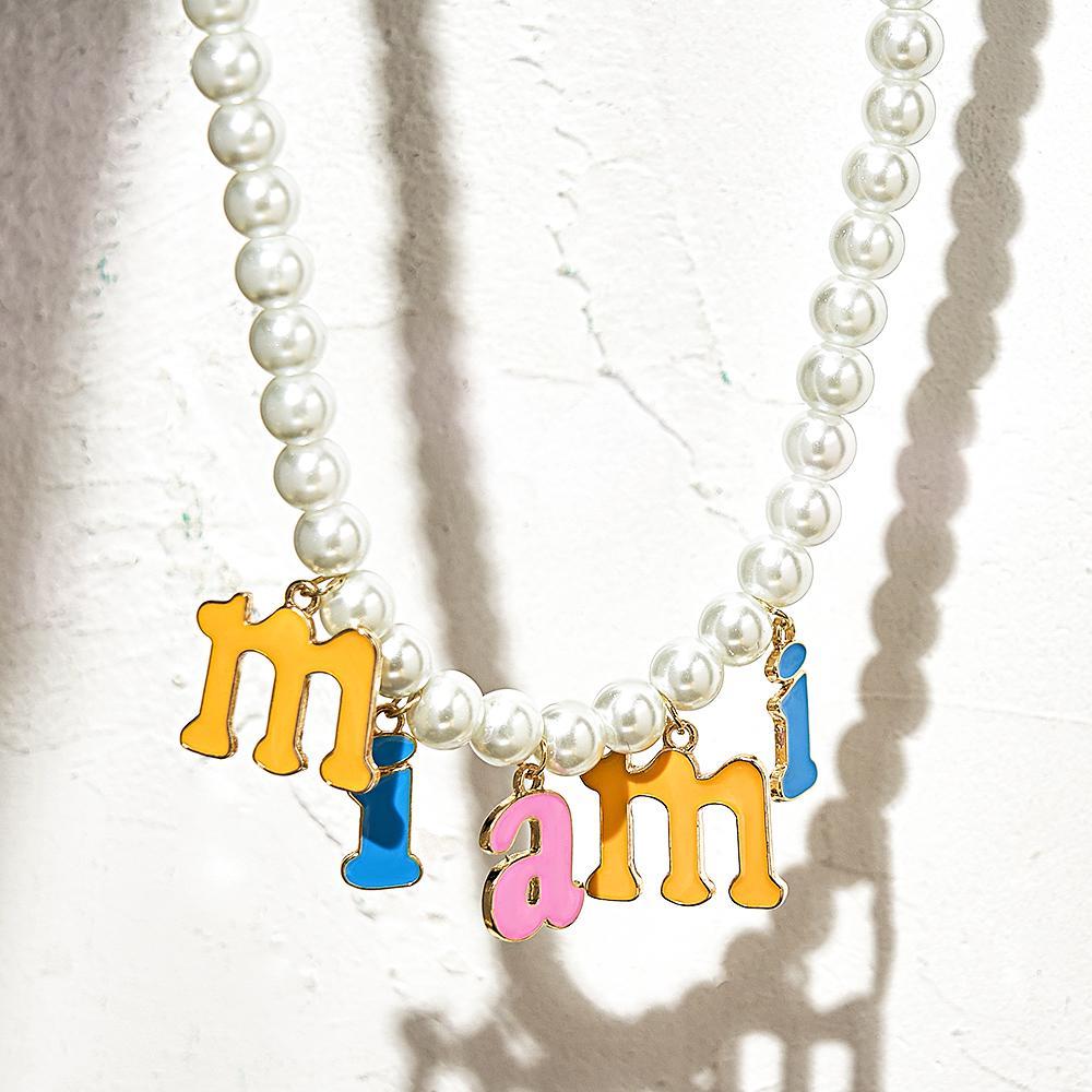 Collana Con Nome Personalizzato Collana Con Perle Di Moda Regalo Colorato Per Giovani - soufeelit