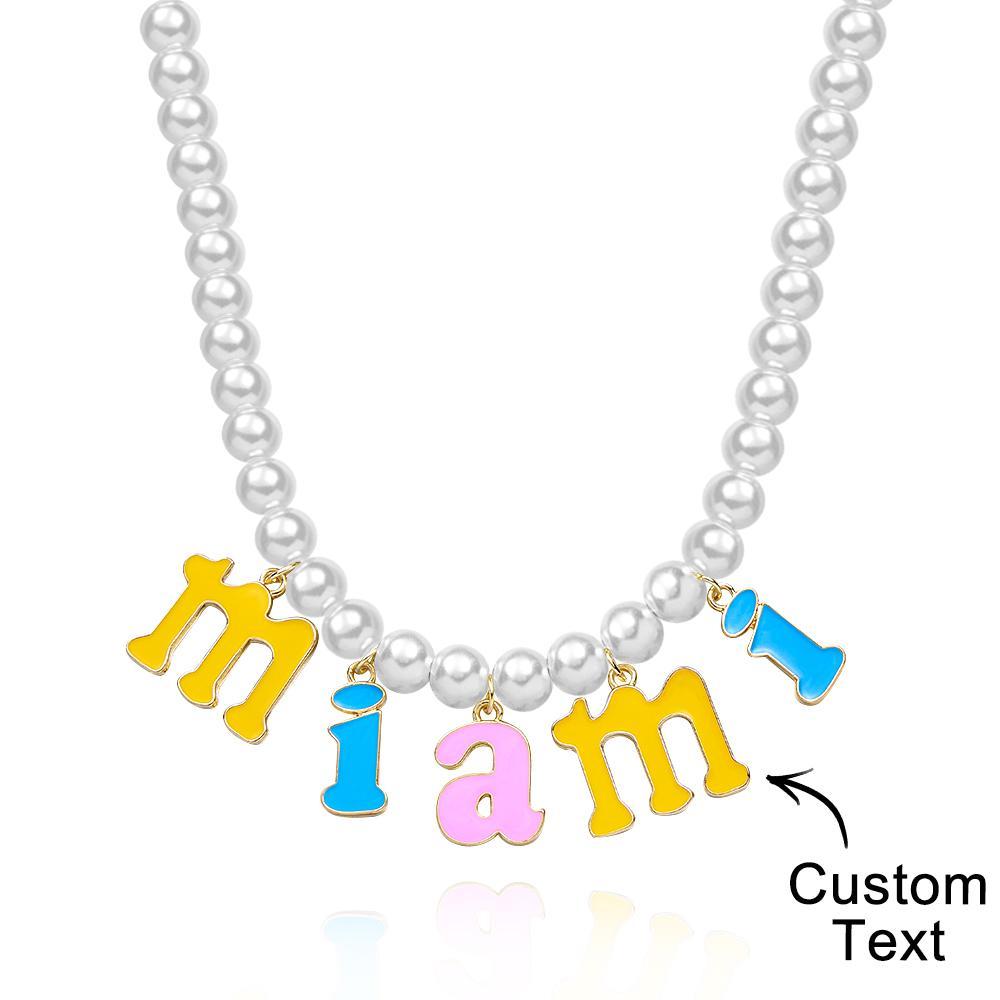 Collana Con Nome Personalizzato Collana Con Perle Di Moda Regalo Colorato Per Giovani - soufeelit