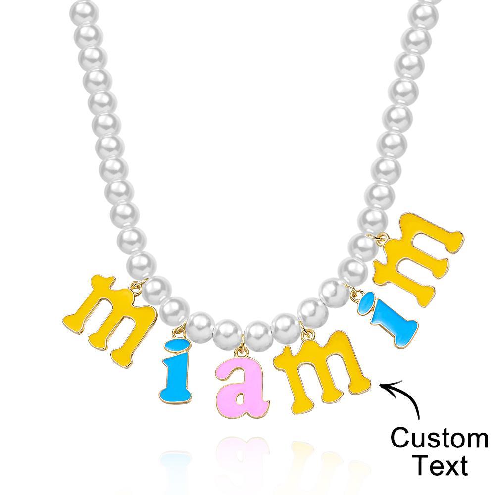 Collana Con Nome Personalizzato Collana Con Perle Di Moda Regalo Colorato Per Giovani - soufeelit