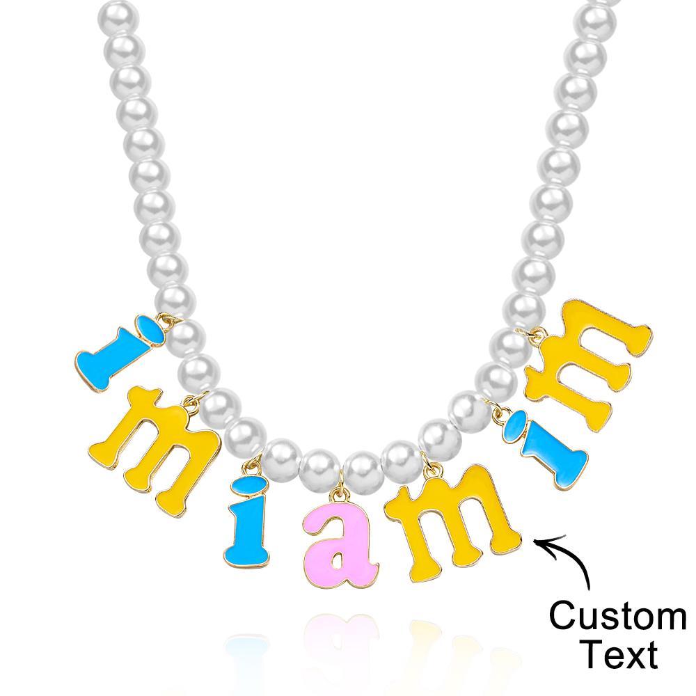 Collana Con Nome Personalizzato Collana Con Perle Di Moda Regalo Colorato Per Giovani - soufeelit