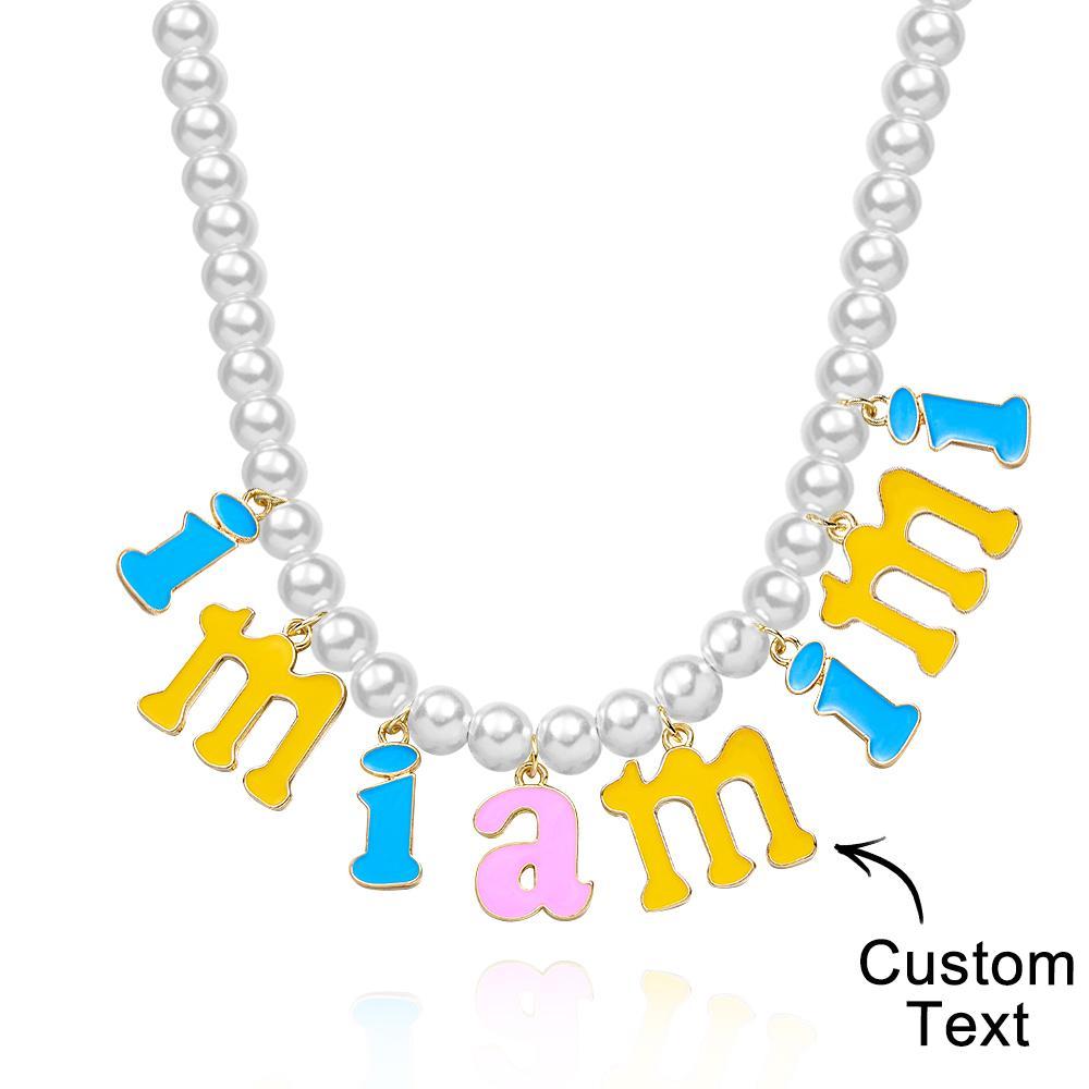 Collana Con Nome Personalizzato Collana Con Perle Di Moda Regalo Colorato Per Giovani - soufeelit