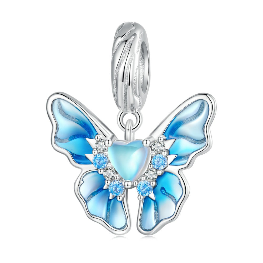 bule butterfly dangle charm 925 sterling silver yb2420