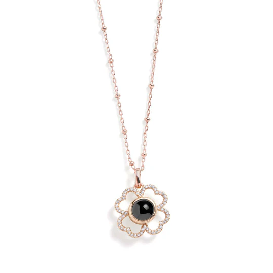 Collana Con Foto Personalizzata Con Trifoglio, Collana Con Proiezione Personalizzata Di Gemme Di Cristallo, Regali Di Natale Per La Moglie - soufeelit