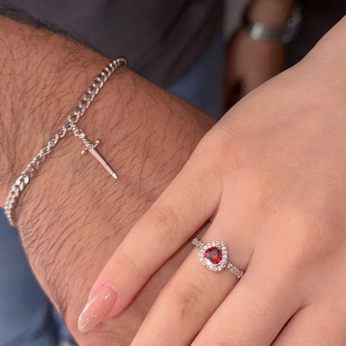 Set Di Anelli E Bracciale You Are In My Heart. Bracciale Con Anello Con Spada A Cuore - soufeelit