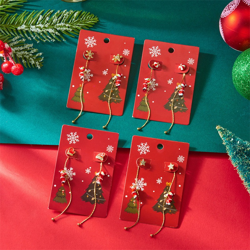 Orecchini Lunghi Asimmetrici Di Babbo Natale Che Arrampicano Babbo Natale Personalizzato Regalo Di Natale Dei Cartoni Animati - soufeelit