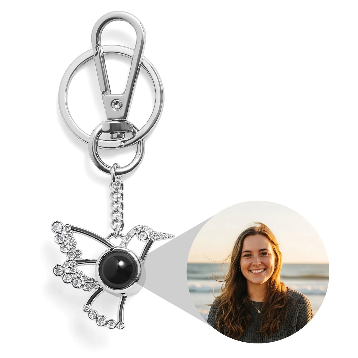 Portachiavi Con Foto A Forma Di Stella Personalizzata, Portachiavi Con Gemma A Proiezione Personalizzata, Regali Di Natale Per Lui - soufeelit