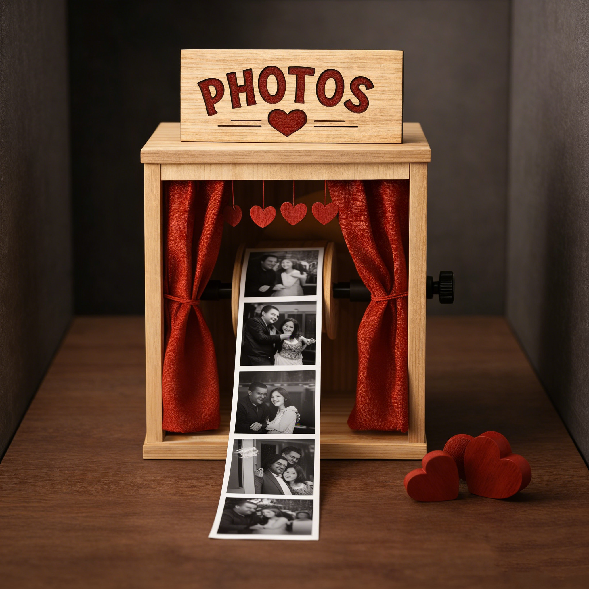 Photo Booth A Manovella, Espositore Per Foto A Scorrimento Manuale, Regalo Ricordo Personalizzato, Regalo Per Coppie - soufeelit