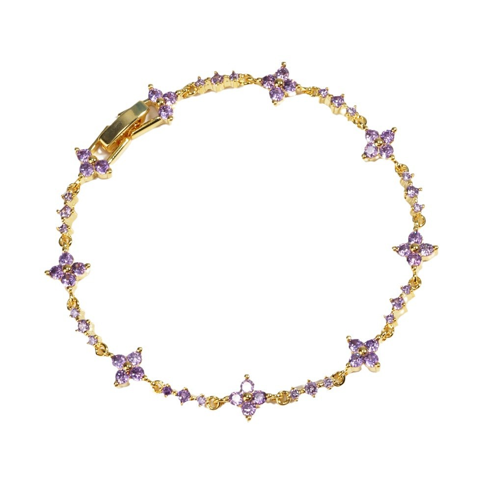 Bracciale Con Diamanti Da Donna, Gioielli Con Diamanti Viola, Il Miglior Regalo Di Natale Per La Fidanzata - soufeelit