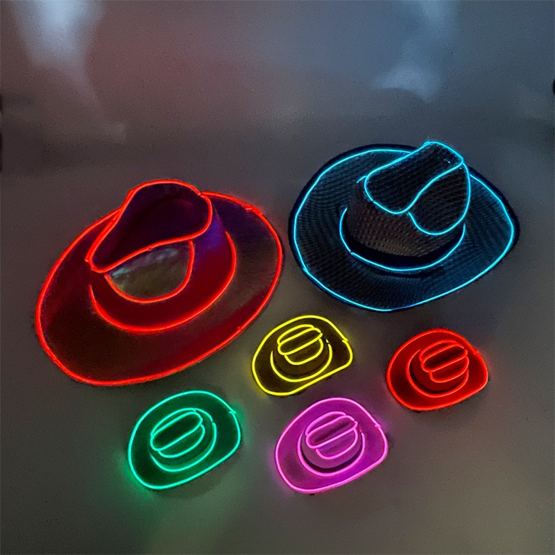 Cappello Da Cowboy Luminoso A LED – Cappello Da Cowboy Con Paillettes E Luci LED Per Halloween, Cappello Luminoso A 7 Colori Per Feste, Festival, Rave E Feste Notturne - soufeelit