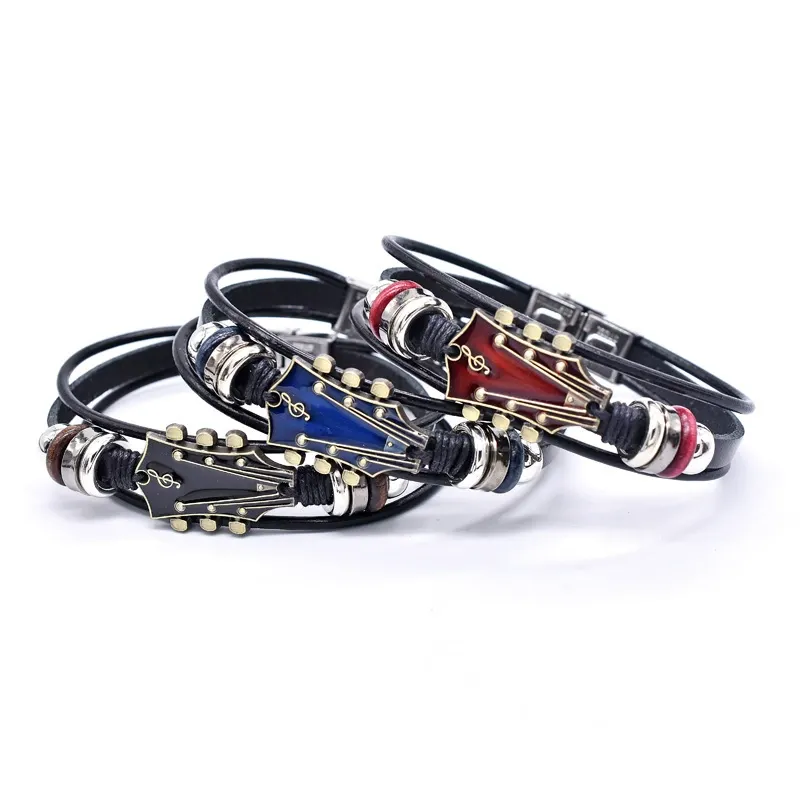 Bracciale Per Chitarra In Pelle Vintage, Bracciale Da Uomo, Accessorio Per Braccialetto Ispirato Alla Musica Retrò, Regalo Per Gli Amanti Della Musica - soufeelit