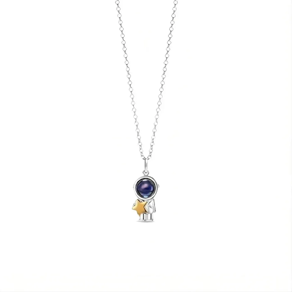Collana Con Proiezione Personalizzata Astronauta Spazio Luna Stella Coppia Regali