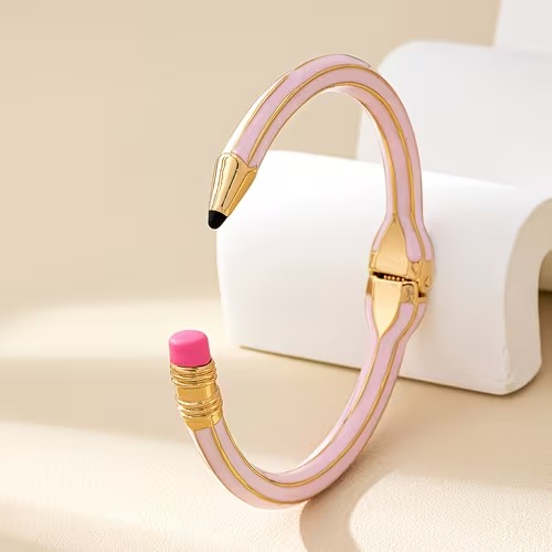 Bracciale Tridimensionale Con Apertura A Molla A Forma Di Matita, Regalo Per Il Rientro A Scuola Sia Per Insegnanti Che Per Studenti - soufeelit