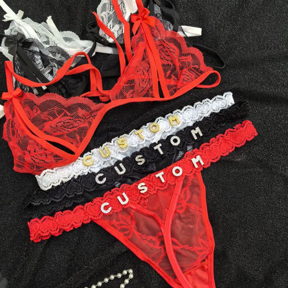 Conjunto De Roupa Íntima De Renda Rosa Lingerie E Tangas, Presente De Roupa Íntima Transparente Para Ela - soufeelbr