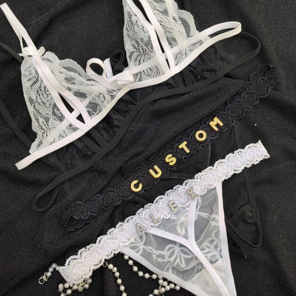 Conjunto De Roupa Íntima De Renda Rosa Lingerie E Tangas, Presente De Roupa Íntima Transparente Para Ela - soufeelbr