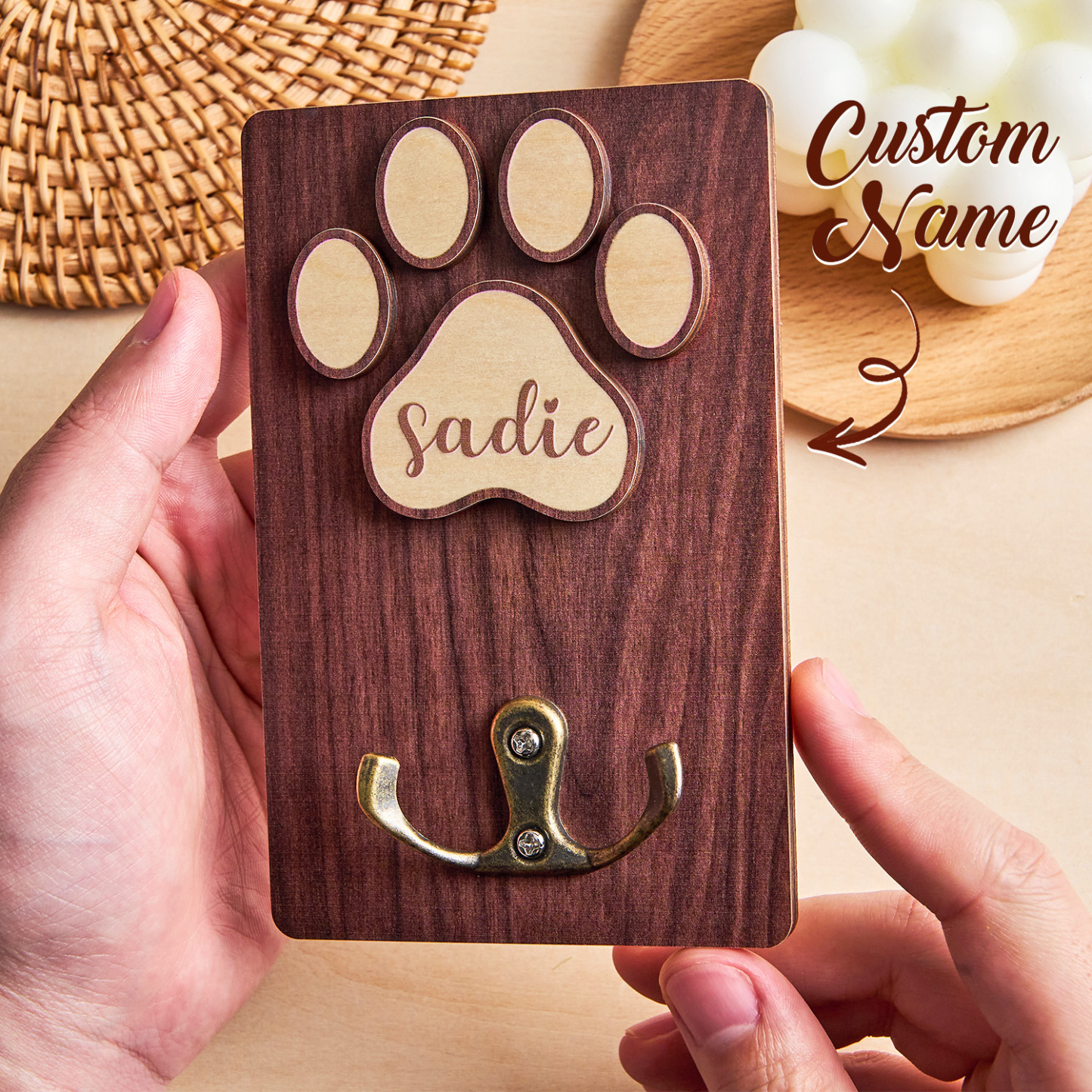 Suporte De Coleira De Cachorro Personalizado, Suporte De Coleira De Madeira Para Cachorro, Placa De Cachorro Feita À Mão, Armazenamento De Coleira, Placa De Madeira - soufeelbr