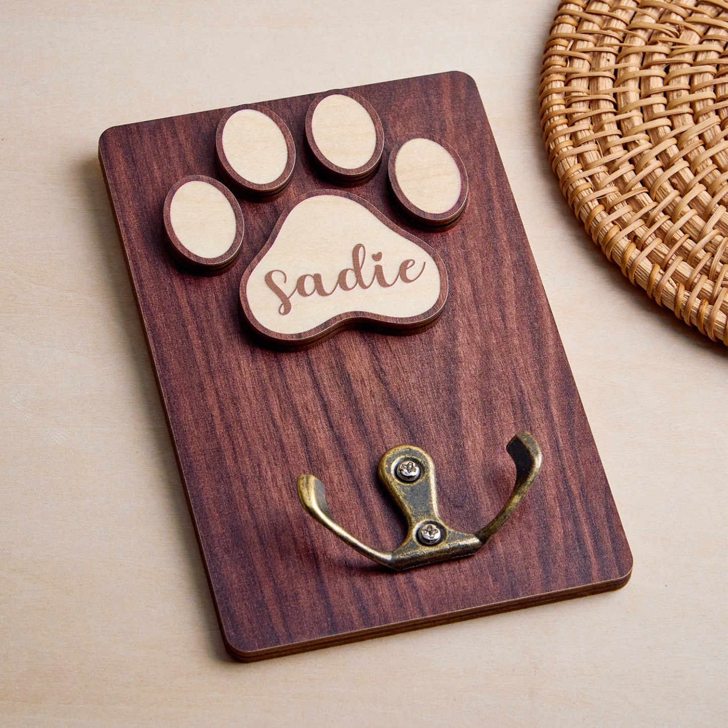 Suporte De Coleira De Cachorro Personalizado, Suporte De Coleira De Madeira Para Cachorro, Placa De Cachorro Feita À Mão, Armazenamento De Coleira, Placa De Madeira - soufeelbr