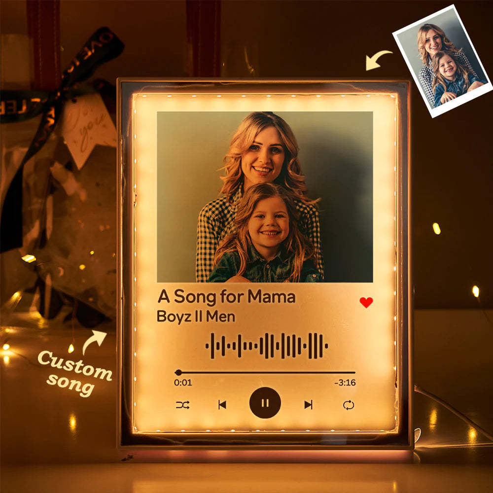 Placa De Código Spotify Personalizada, Moldura De Foto Musical Led Personalizada, Espelho Digitalizável, Luz Noturna, Presentes Para O Dia Das Mães - soufeelbr