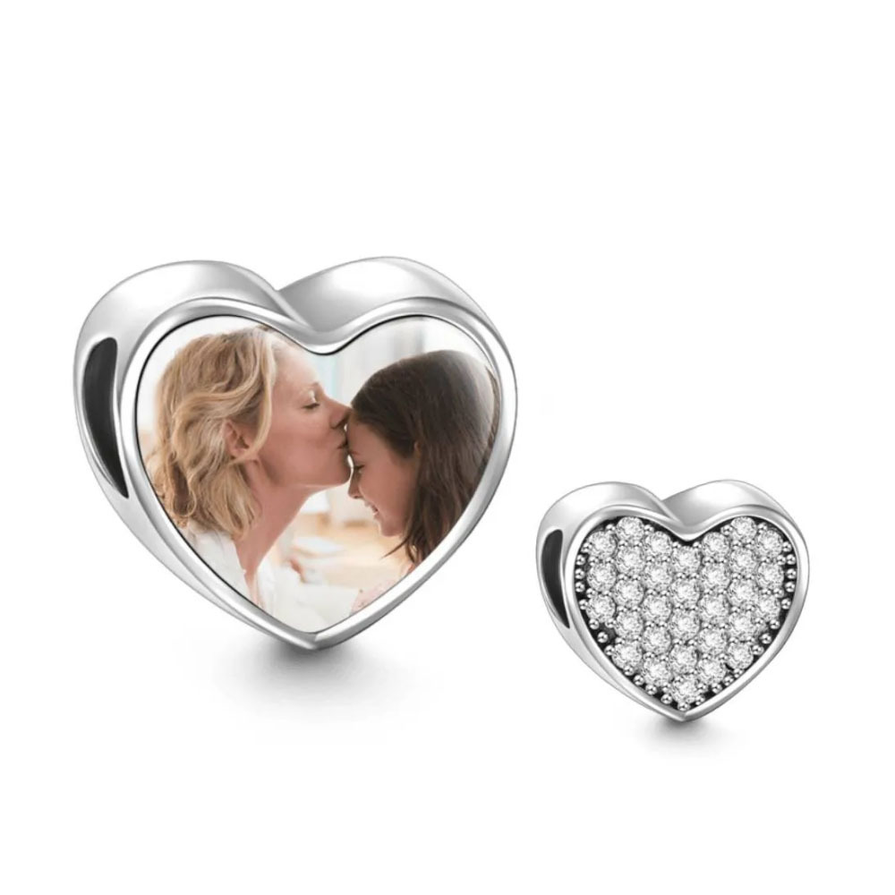 Oferta especial - Pave CZ Heart Photo Charm