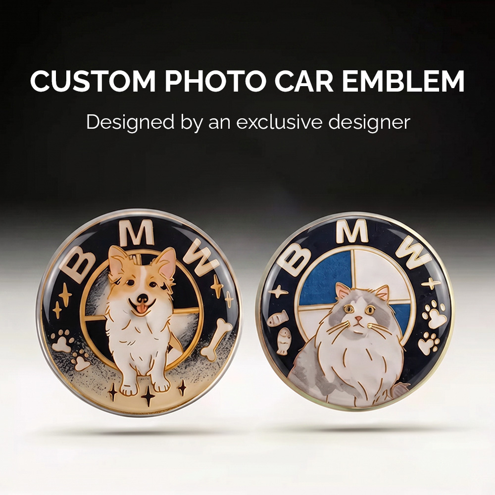 Emblema Personalizado Para Substituição De Emblemas De Carro, Compatível Com Diversos Modelos. Acessório Decorativo Metálico Personalizado Com Foto Do Seu Animal De Estimação. - soufeelbr