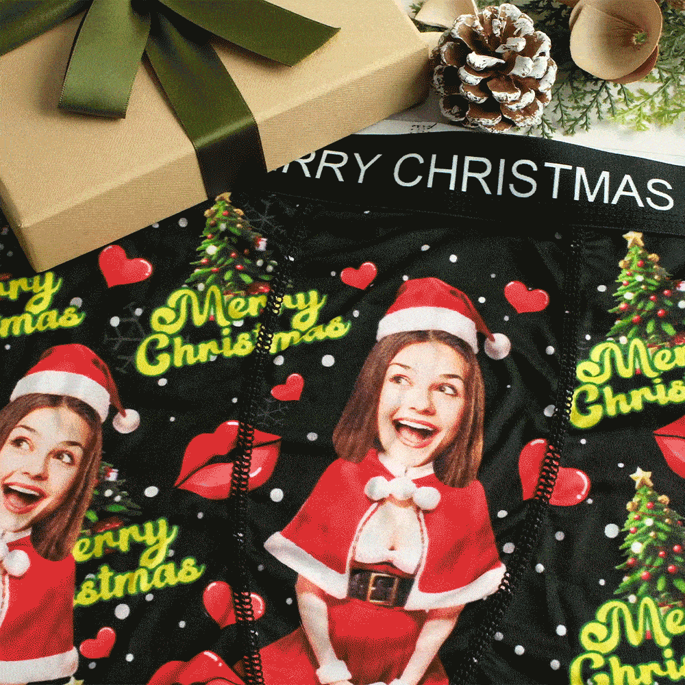 Foto Personalizada Boxer Santa Mulher Rosto Roupa Interior Casal Presentes Presente De Natal Ar View